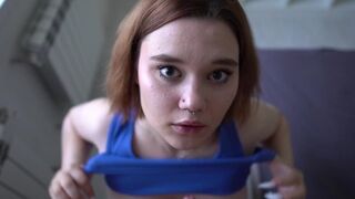 The slut gave a deepthroat blowjob, her hole was filled with sperm