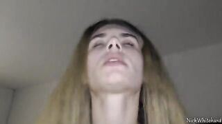 Cute teen with pink lips shakes ass and gets fucked hard on the bed