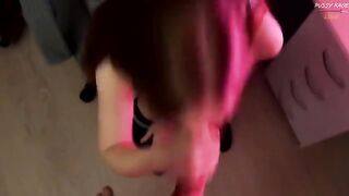 A cute girl seduces her roommate by showing her feet and mini-skirt