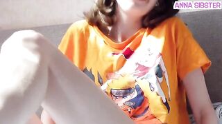 I got caught with my Russian schoolgirl in bed with a sex machine