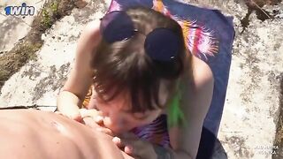 A blowjob was the only payment for the nudist in this steamy scene