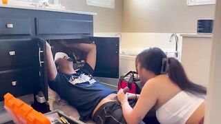 An Asian woman got fucked by a repairman after calling for help