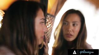 Beautiful brunette Eva Lovia has romantic sex with her wife in a rented cabin