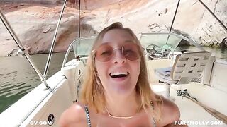 Amateur couple Molly Pills gets naughty on a boat during their vacation