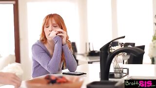 Tiny redhead Madi Collins needs stepbro’s cum to feel better