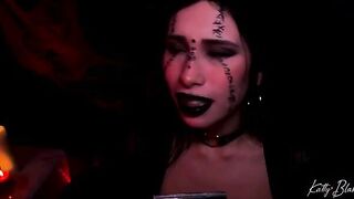The evil witch Katty Blake cast a spell on a man with a big dick