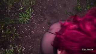 Babe from the forest, a real Russian slut with a great ass, gets fucked outdoors