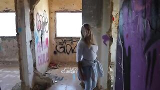 An Italian guy gets his dick sucked by a hot babe near the church in Tenerife