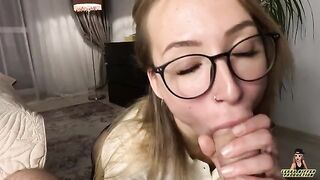 A girl is having fun with her boss after work in steamy scene