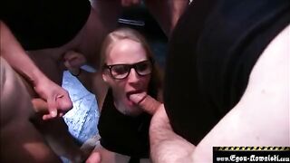 Amateur guy fucked by horny German girls in bukkake