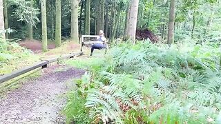 A hot girl was jogging in the woods and got fucked there hard