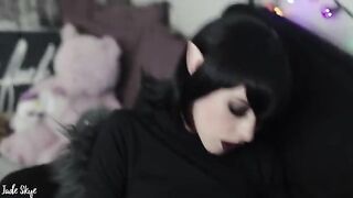 Skinny goth teen Mavis fucks her fanged boyfriend in cosplay