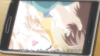 A woman has sex with her husband in an anime style