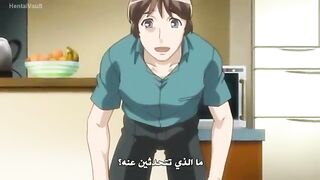A woman has sex with her husband in an anime style
