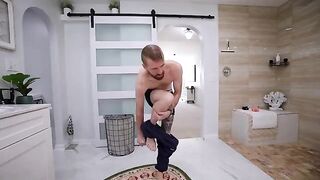 Stepbrother surprises petite brunette in bath tub shocker
