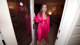The neighbor came to the house on Valentine's Day and found a sexy woman