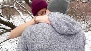 A snow storm brings a hot wife out for wild fun with husband and friend