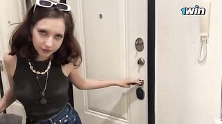 A handsome guy hooked a cute Ukrainian girl and fucked her on the same day
