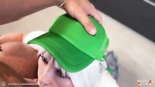 Rough sex with blonde barista who takes it deep in her holes