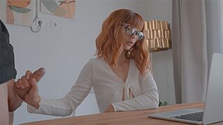 The red-haired babe got fucked on a zoom call