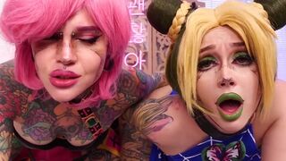 Purple Bitch cosplays as a character, gets fucked in an intense anal threesome with Nerwen X