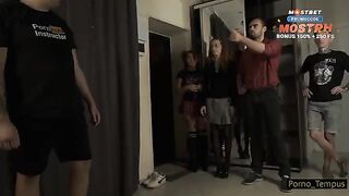 Redhead schoolgirl gets fucked by teachers in a steamy orgy
