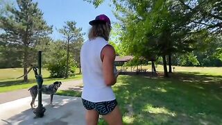 A guy fucked his girlfriend hard by the lake in Michigan Summer