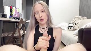 A cute girl with silver hair fucks passionately to get a creampie