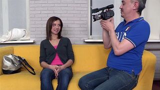 Skinny brunette babe gets fucked at casting by fake agent