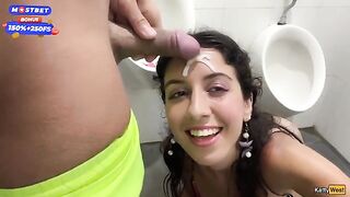 Public blowjob and cum walk by the waterfall, a daring feat!