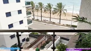 Public sex on the balcony with a stunning Latina