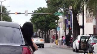 The young guy has sex with two whores in the car with friends
