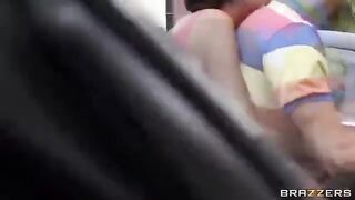 The young guy has sex with two whores in the car with friends