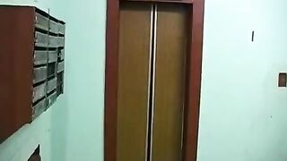 A blonde girl sucks her brother’s dick on the balcony in sexy pink underwear