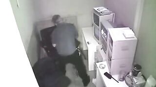 The camera with a hidden recorder has captured sex in the office