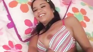 Cute brunette girl takes a big dick in her tight ass