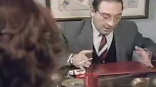 A 50-year-old man fucked a young student on the table in a steamy encounter