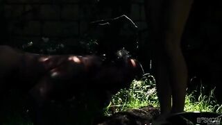 The blonde beauty got fucked in the garden by a horny guy