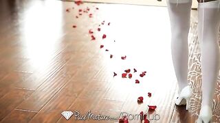 Young brunette beauty gets fucked on the bed