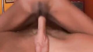 Black chick with a thin body fucks with a white guy’s long cock