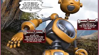 A hot robot chick gets fucked in a comic book style