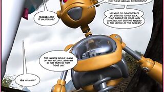 A hot robot chick gets fucked in a comic book style