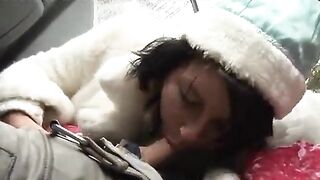 Two drunken Santa Clauses fucked the hot Snow Maiden