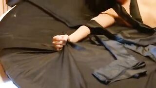 The man forced the girl to suck his dick and fuck her in pantyhose