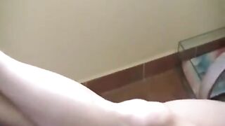 A naked girl with a cigarette was burned in the crotch area