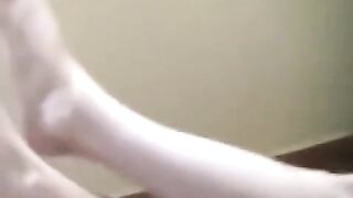 A naked girl with a cigarette was burned in the crotch area
