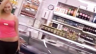 Blonde thief with beautiful appearance fucks at the cashier point