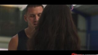 A fan fucked by a hockey player in the stadium during a break