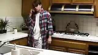 A guy pushed his brother's cock into his sister's pussy