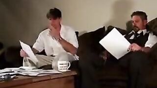 A guy pushed his brother's cock into his sister's pussy